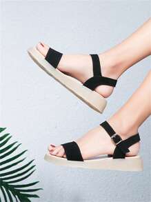 Nuevas sandalias de moda casuales de verano para mujer con hebilla, suela gruesa y de ante