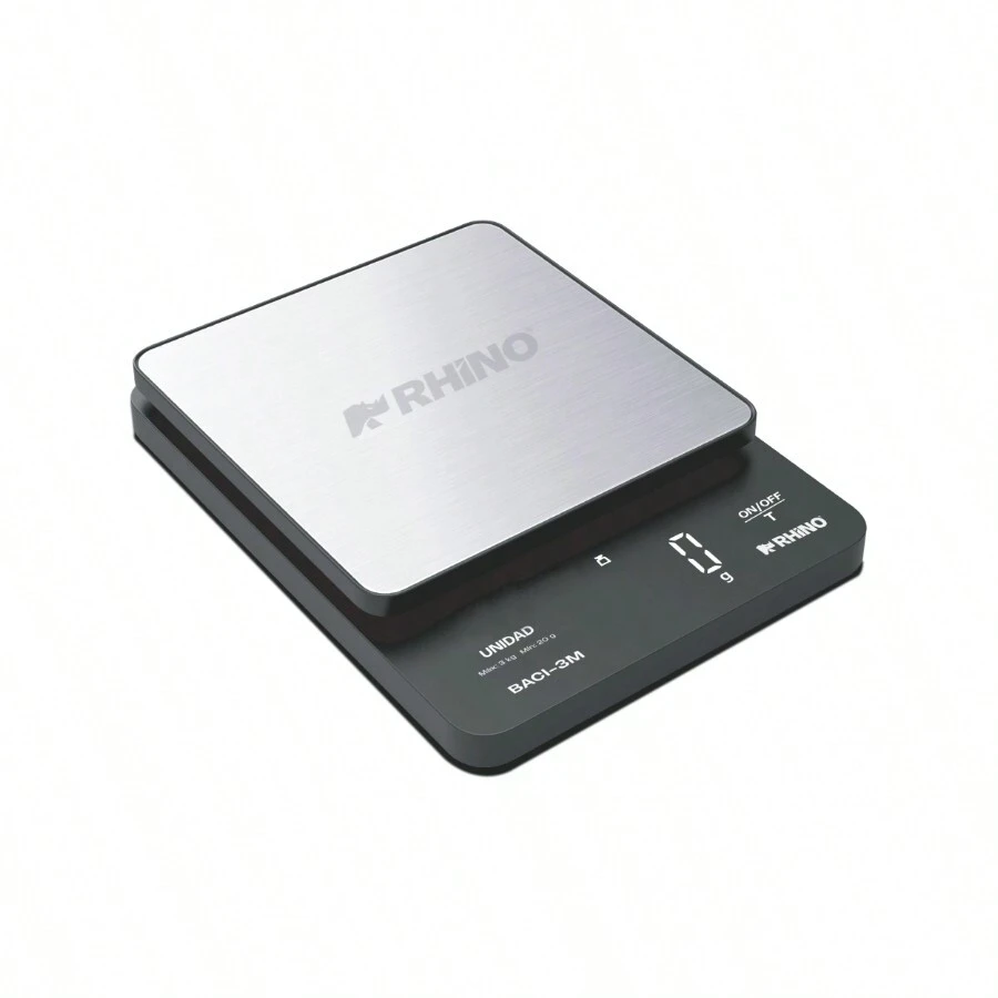 RHINO Báscula de Precisión 3kg/0.1g, Acero inoxidable, Pantalla LED, Mide en fl´oz, g, ml, Ib:oz, Baterías incluidas, BACI-3M - Negro - Ver 1