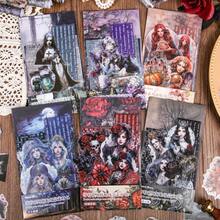 1組哥德式主題手帳材料套裝，DIY裝飾剪貼紙，節日禮物，手工拼貼材料，個性化書寫文具，適用於學校/辦公室 - 紅色 - 查看 10