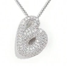 1入受歡迎的鍍金氣泡字母項鍊，設有26個字母與氧化鋯石，男女皆適用，適合日常佩戴 - 銀色新款2 - 查看 19