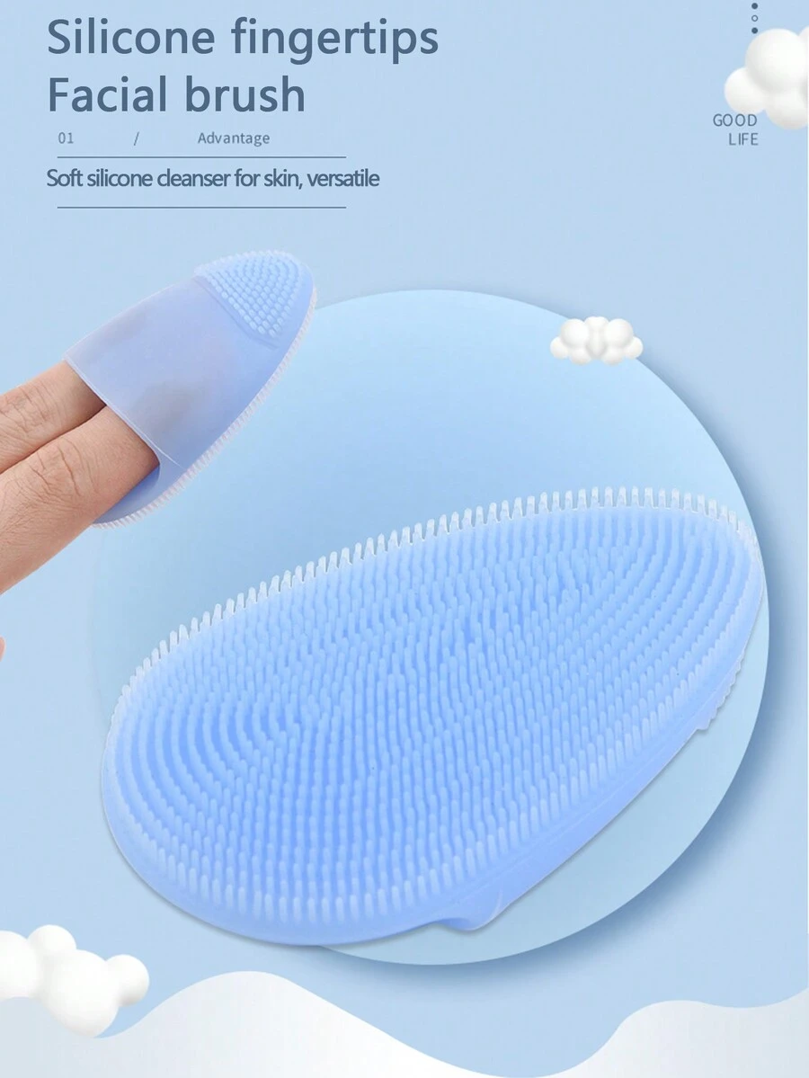 2pcs Silicone Finger Sleeve Cleansing Brush For Face Cleaning And Exfoliating - Multicolor - View 1