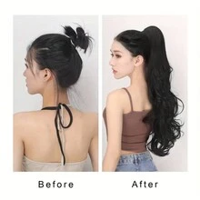 Long Curly Synthetic Drawstring Ponytail Hair Extension 22 Inch Heat Resistant Pony Tail Wig Extensions Clip In Ponytail Hairpiece - Dark Brown - View 7