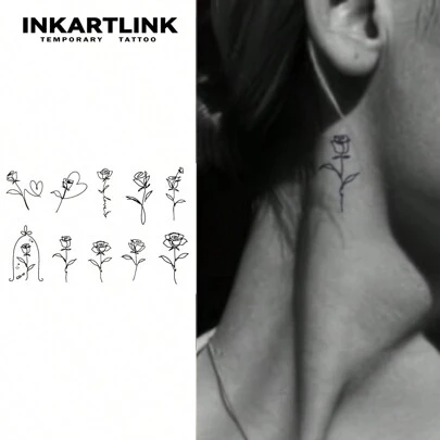  INKARTLINK Revolutionary Technology Tattoo, Semi-Permanent Y2k Tattoo, Bee, Moon, Fingers, Minimal, Temporary Tattoo, Fake Tattoo, Water Resistant, Authentic Tattoo Appearance, Plant Tattoo, Suitable For Teenage Girls