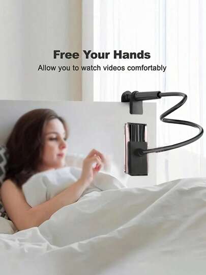 360° 旋转懒散手机支架，螺旋底座床头支架，适用于床和桌子，兼容 、Android 手机，生日、家人、朋友的礼物，360 度旋转，床上懒散支架