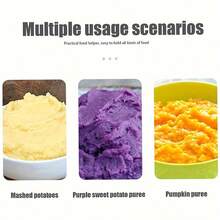 1PC/Masher Kitchen Device Mud Salad Fruit Vegetable Tool Stainless Steel Press Mashed Potato Artifact Gadgets Masher,Vegetable Fruit Tools,Kitchen Items,Cutter,Food,Salad,Decor,Storage,Party,Birthday. - Silver - View 5