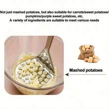 1PC/Masher Kitchen Device Mud Salad Fruit Vegetable Tool Stainless Steel Press Mashed Potato Artifact Gadgets Masher,Vegetable Fruit Tools,Kitchen Items,Cutter,Food,Salad,Decor,Storage,Party,Birthday. - Silver - View 6
