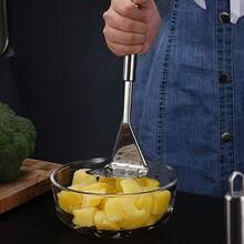 1PC/Masher Kitchen Device Mud Salad Fruit Vegetable Tool Stainless Steel Press Mashed Potato Artifact Gadgets Masher,Vegetable Fruit Tools,Kitchen Items,Cutter,Food,Salad,Decor,Storage,Party,Birthday. - Silver - View 3
