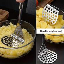 1PC/Masher Kitchen Device Mud Salad Fruit Vegetable Tool Stainless Steel Press Mashed Potato Artifact Gadgets Masher,Vegetable Fruit Tools,Kitchen Items,Cutter,Food,Salad,Decor,Storage,Party,Birthday. - Silver - View 8