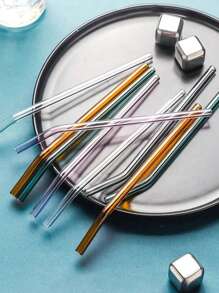 2/4/6 szklanych słomek + 1 szczoteczka do czyszczenia, słomki ze szkła borokrzemianowego, odporne na ciepło kolorowe słomki do napojów, mleka i herbaty, przezroczyste wielokolorowe szklane tubki, artykuły szkolne, niezbędne artykuły na powrót do szkoły, prezenty dla przyjaciół i kolegów z klasy, prezenty urodzinowe, prezenty świąteczne, prezenty dla nauczycieli.