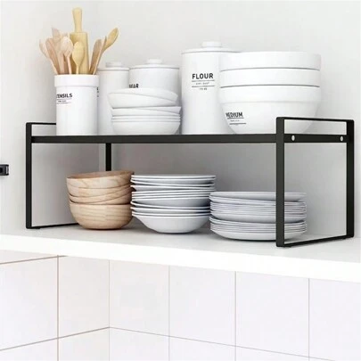 1pc Storage Rack, Layered Under Counter Sink Dish Storage Rack, For Kitchen And Bathroom Counter And Cabinet, Home Organizers And Storage, Home Accessories,Storage,Kitchen Organiser,Kitchen Items,Room Decor,Home Decor. Back To School