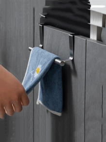 1/2件装不锈钢毛巾杆浴室柜门挂式毛巾架洗碗布收纳架挂式毛巾杆不锈钢门后毛巾收纳架免打孔毛巾挂杆厨房配件卫浴挂件