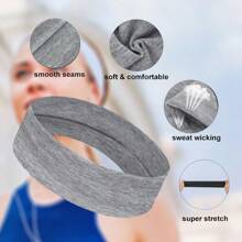 6pcs Women's Multi-Color Solid Color Sports Sweat-Absorption Headband, Running Fitness Hair Band For Protecting Forehead Casual Yoga Headband Pack Set For Women Men In Black White Grey