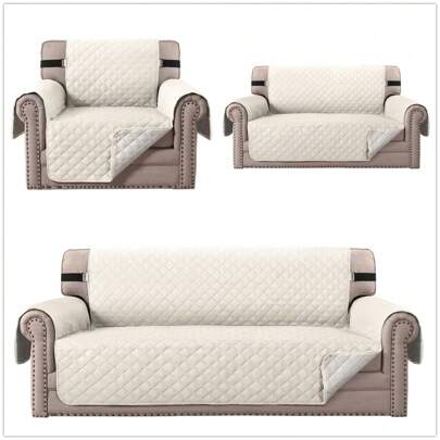 Reversible Sofa Cover Couch Slipcover Water-Repellent Anti-Slip Washable Armchair Loveseat Sofa With Elastic Strap Furniture Protector For Pet Dog