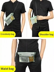 1pc Beach Surfing Waterproof Phone Bag, Diving Swimming Waterproof Phone Pouch, Outdoor Travel Waterproof Waist Bag, Waterproof Headphone Storage Bag, PVC Material, Hook And Loop Design, Triple Waterproof, Travel Storage Bag For Travel Storage Bag,Makeup Bag,Cosmetic Bag,Vacation Organizer,Large Capacity Makeup Organizer Makeup Case, For Lipstick, Brush, Skincare, Mobile Phone, Coin, Small Items, For Home,Gift,Vacation And Festival Halloween Christmas Multifunctional Use,Boho Vibes - Multicolor - View 7