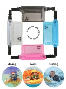 1pc Beach Surfing Waterproof Phone Bag, Diving Swimming Waterproof Phone Pouch, Outdoor Travel Waterproof Waist Bag, Waterproof Headphone Storage Bag, PVC Material, Hook And Loop Design, Triple Waterproof, Travel Storage Bag For Travel Storage Bag,Makeup Bag,Cosmetic Bag,Vacation Organizer,Large Capacity Makeup Organizer Makeup Case, For Lipstick, Brush, Skincare, Mobile Phone, Coin, Small Items, For Home,Gift,Vacation And Festival Halloween Christmas Multifunctional Use,Boho Vibes - Multicolor - View 5