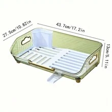 1 件碗碟架，台面节省空间的碗碟干燥架，带沥水嘴，大容量单层碗碟收纳整理器，适用于厨房台面、厨房整理器和收纳、厨房配件、收纳、厨房整理器、厨房用品、房间装饰、家居装饰。