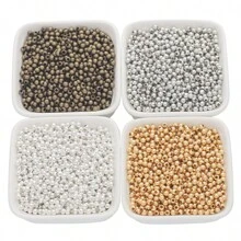 500入組3mm金鍍銀鍍鐵珠，小珠子DIY手鍊項鍊耳環珠寶製作材料配件 - 金黃色 - 查看 5