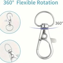 20pcs (10pcs Lanyard Snap Hooks+10pcs Key Rings) Premium Swivel Snap Hooks With Key Rings,For Keychain Making Kit Metal Lanyard Keychain Hooks ,Lobster Clasps, For Key Jewelry DIY Crafts,Bag Accessories Carabiner Clip - Silver - View 6