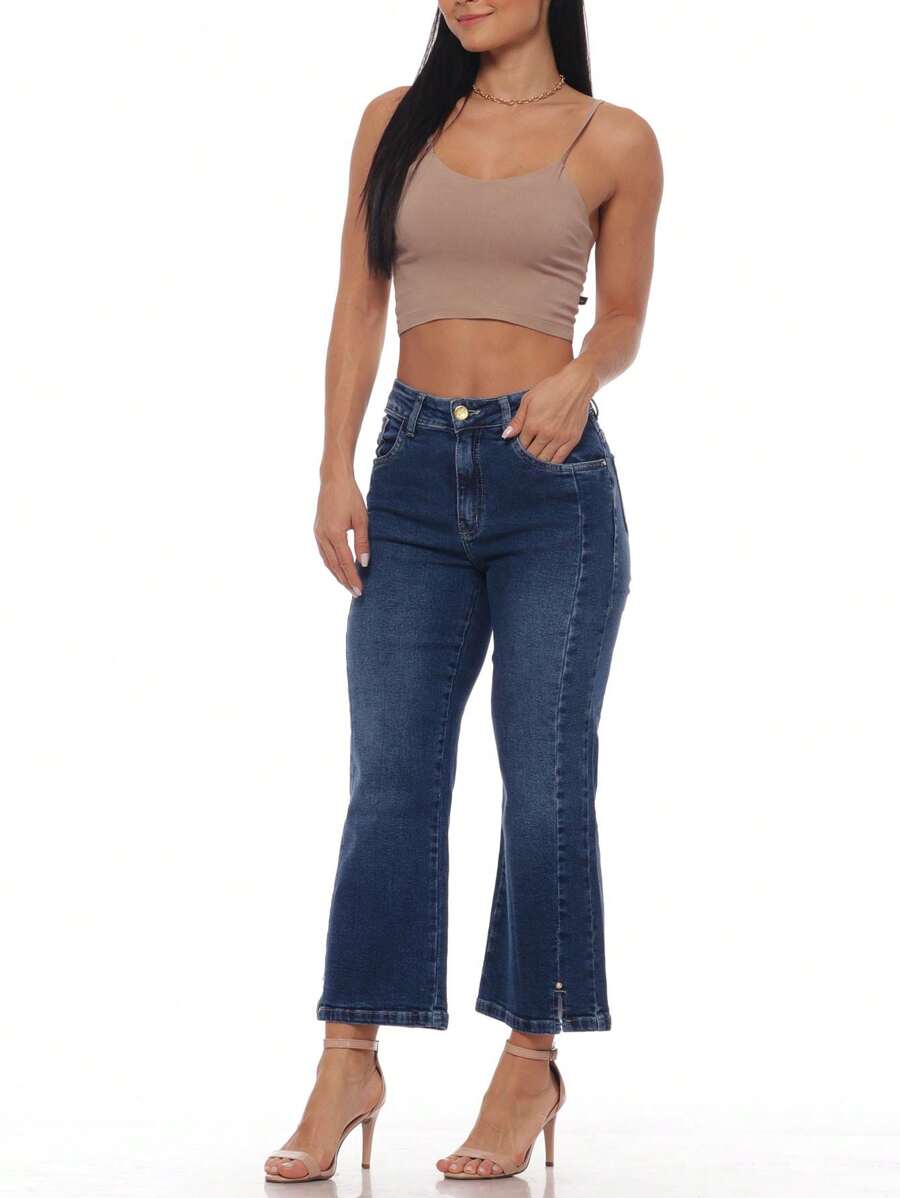 Women Jeans - 中等水洗藍 - 查看 1