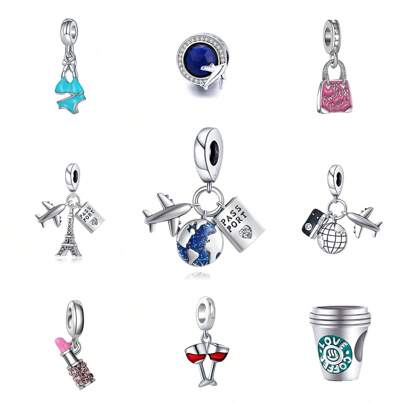 1 pieza Colgante con cuentas de moda con tema de viaje, adecuado para hacer pulseras/como regalo para parejas/vacacionistas