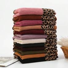 女士豹纹褶皱围巾头巾头巾连体衣 - 彩色 - 查看 4