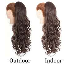 Long Curly Synthetic Drawstring Ponytail Hair Extension 22 Inch Heat Resistant Pony Tail Wig Extensions Clip In Ponytail Hairpiece - Dark Brown - View 9