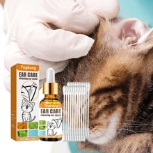 50ml Ear Cleaning Solution With 10 Cotton Swabs, Universal Dog & Cat Ear Cleaning Set, Precise Ear Wax & Odor Removal, Effective Anti-Itch