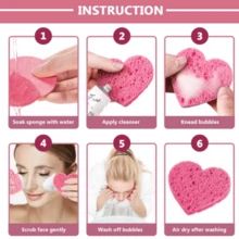 Bộ 50 Đóng Hộp Mặt Bọt Biển Nén Mặt Bọt Biển Tự Nhiên Miếng Bọt Biển Rửa Mặt Làm Sạch Trang Điểm Puff - Hồng - Xem 5