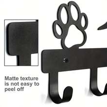 5 Hooks Metal Paw Pet Dog Hanger Coat Key Lead Leash Wall Rack Holder Organizer, Towel Rack, Organizer, Storage Rack - Black - View 3
