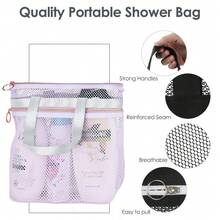 New Portable Shower Bag With Mesh Cosmetic And Storage Bag, Breathable Beach Bag For Travel - Multicolor - View 5