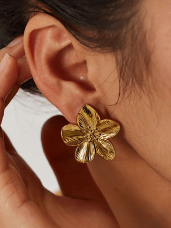 1pair New Gold-Plated Sunflower Stainless Steel Stud Earrings For Women, Rainbow Month Best Gift For Teacher Valentines,Mom,Mother,Mother's Day,Gift