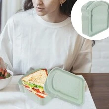 1個綠色粉色可選擇的便攜式午餐盒，吐司面包三明治盒，午餐盒，三明治容器，帶蓋吐司造型午餐盒，三明治盒，食品儲存盒，便當盒，吐司三明治保鮮盒，適用於小吃準備 - 彩色 - 查看 7