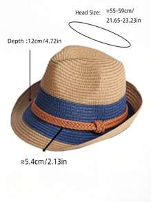 1pc Fashionable And Elegant Color Block Braided Straw Hat, Women's Sun Hat With Wide Brim For Beach Or Fishing, Unisex Retro Style Classic Vacation Travel Cap, Ideal For Daily Wear, Dating, Desert Photo Shoots, Parties, Gifts - Multicolor - View 6