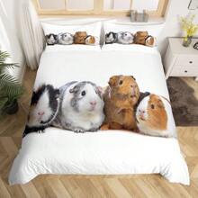 3入組可愛兔子圖案印花床單套裝（1*床單套 + 2*枕套，不含填充物），柔軟舒適的寢具，適用於卧室或客房，適合所有人，可用於各季節 - 彩色 - 查看 4