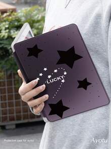 黑色星形图案 iPad 旋转保护壳 兼容 iPad 第 10 代 10.9 英寸 2022-360 度旋转支架保护套带笔架，自动唤醒睡眠 - 紫色360°旋轉 - 查看 4