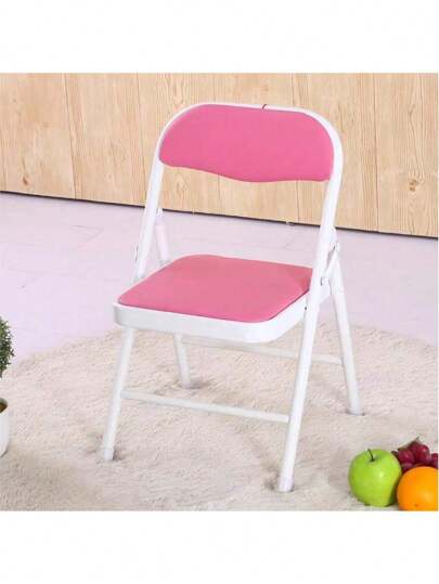 Silla Plegable Infantil con Respaldo Acolchado, Silla Pequeña para Niños, Estructura Metálica Resistente para Estudio, Juegos y Comedor
