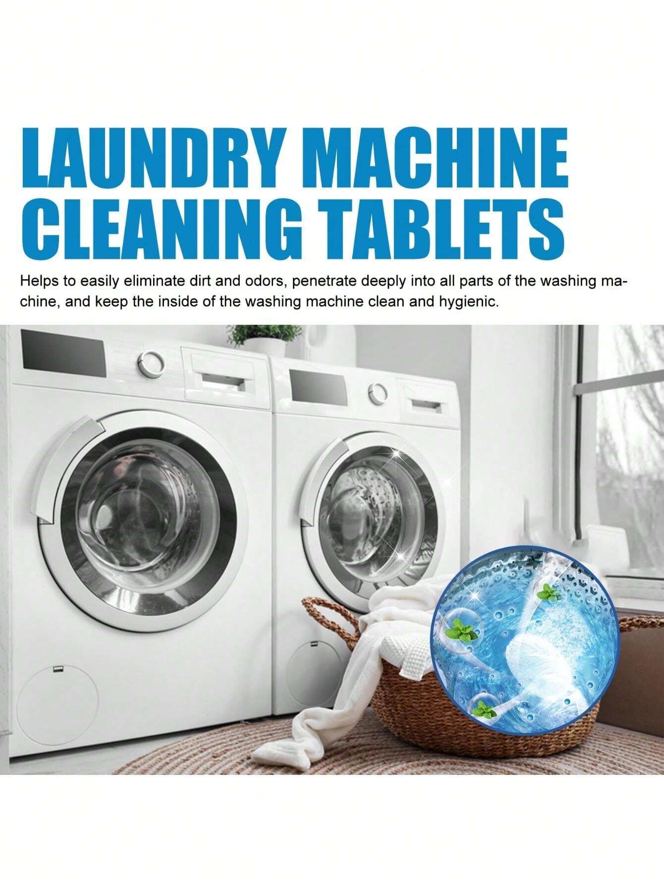 1pc Laundry Machine Cleaner Effervescent Tablet (100g) For Cleaning ...
