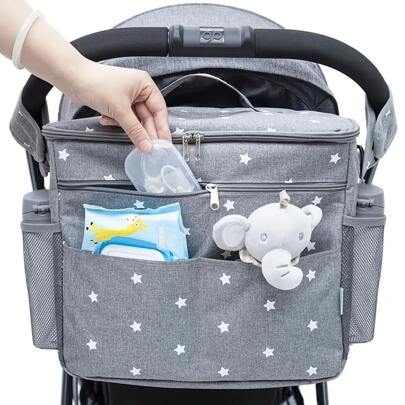Large Capacity Diaper Bag, Stroller Organizer, Hanging Storage Bag, Multi-Functional Backpack, Travel Essential