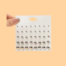 20 pares/set Pendientes de tachuela nuevo estilo plateado bola