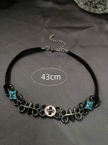 1pc Unconventional Personalized Hip-Hop Design Luxury Splice Necklace, Fashionable And Versatile Neck Chain For Women, Suitable For Daily Wear And Party Gifts - Gun Black - View 3