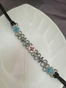 1pc Unconventional Personalized Hip-Hop Design Luxury Splice Necklace, Fashionable And Versatile Neck Chain For Women, Suitable For Daily Wear And Party Gifts - Gun Black - View 5