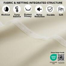 2pcs Sheer Overlay Blackout Curtains, Room Darkening Curtains For Bedroom, Living Room, Grommet Double Layer Thermal Insulated Curtains With Tie Backs - Light Beige - View 7
