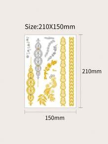 9pcs Gold Metallic Temporary Tattoo Stickers For Women - Boho Vintage Glitter Designs With Lace, Feathers, Butterflies, Mandalas & Patterns, Great For Parties And Everyday Wear
