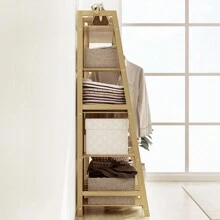 LIVINGANDHOME Living And Home  Bamboo Bedroom Garment Clothes Rack Natural 110cm - Apricot - View 5