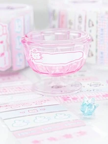 CANDY POETRY 1卷銅版紙模切廢膠帶，帶有每日中心標記，韓國風可愛手帳材料小貼紙，適用於裝飾筆記本、剪貼簿、廢物日記、手機殼、水瓶