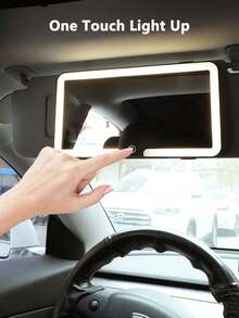 2024年新款汽車遮陽板化妝鏡連LED燈，防碎汽車內飾，備有燈光高清鏡面，汽車妝臺鏡 - 黑色 - 查看 6