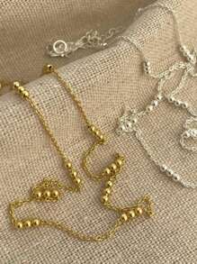 FOREVER QUEEN S925 Bạc Lấp Lánh Đầm Vòng Cổ Thời Trang Xương Đòn Dây Chuyền Vòng Cổ Xếp Chồng Trang Sức Quà Tặng Cho Nữ Cô Gái Hàng Ngày - hạt tròn - Xem 5