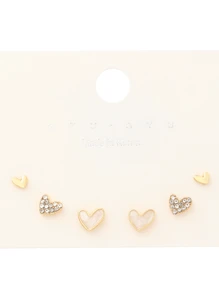 3pairs/Set Chic Individuality Delicate Heart-Shaped Rhinestone Earring Sets ,Casual Versatile Sporty Outdoor Earrings, For Women&Teen Wedding Banquet Prom Dating Gifts Summer Vacation Travel Music Festivals ,Suitable For Holiday Wear ,Mother's Day Gift