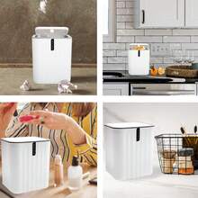 Desktop Trash Can Small Mini Garbage Can Plastic Dustbin With Shake Cover, Desktop Trash For Decorative Countertop And Housewarming Gift, Christmas Gift(Black, White, Gray, Beige) Kitchen Items Kitchen Accessories Kitchen Kitchen Tools - Multicolor - View 6