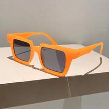 1pc Retro Fashionable Color-Blocked Square Fashion Glasses For Men And Women, Suitable For Leisure And Travel - Clear - View 15